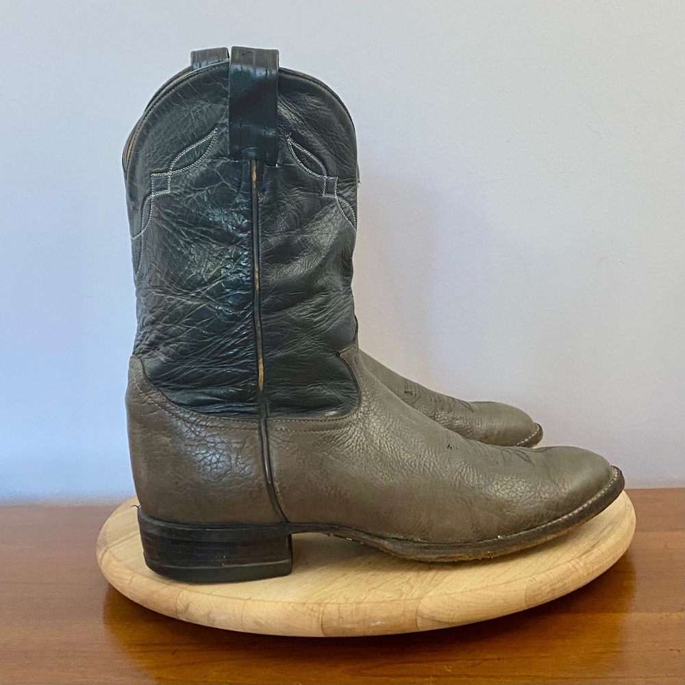 Tony Lama VTG Grey Blue Leather Western‎ Cowboy Boots Men 11 EE Extra Wide 2031